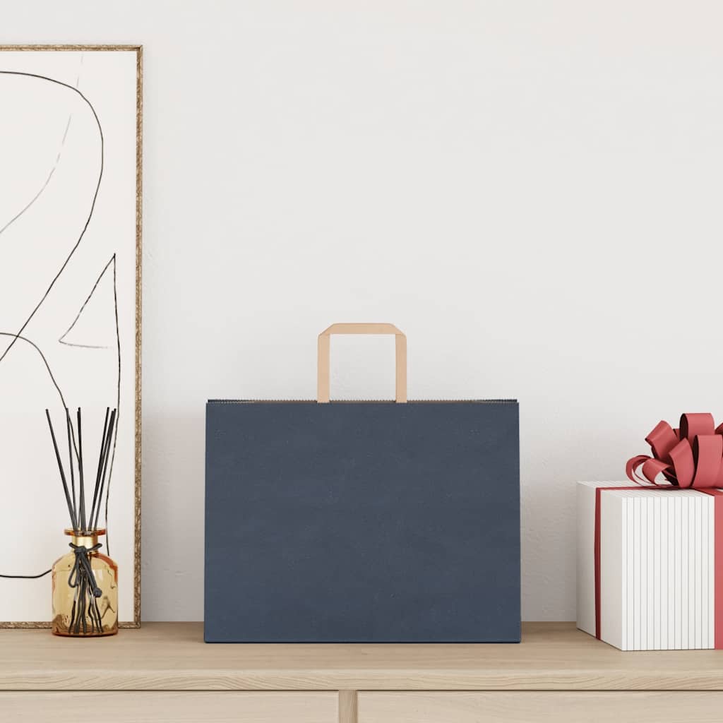 HKH Sacos de Papel 50 Unidades com Alças - Azul - 32x17x25 cm