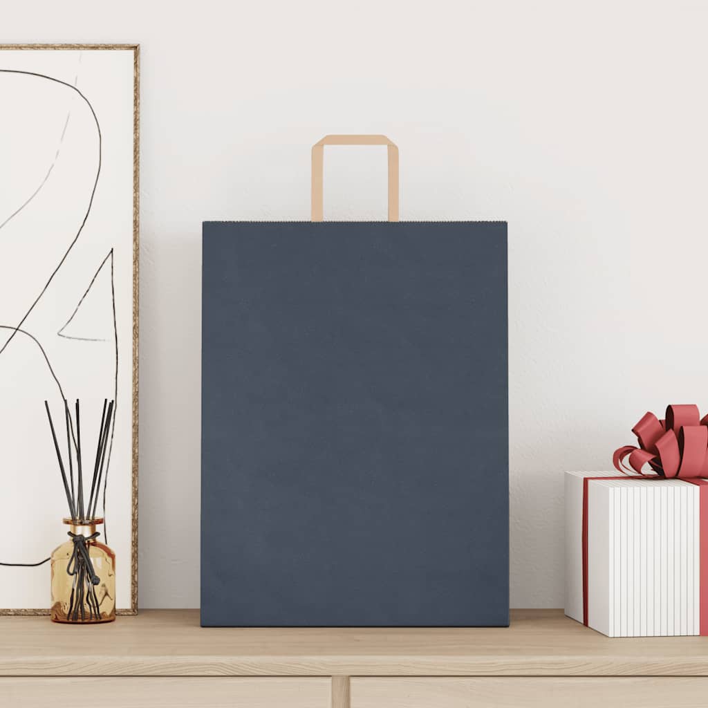 HKH Sacos de Papel 250 Unidades com Alças - Azul - 32x12x42 cm