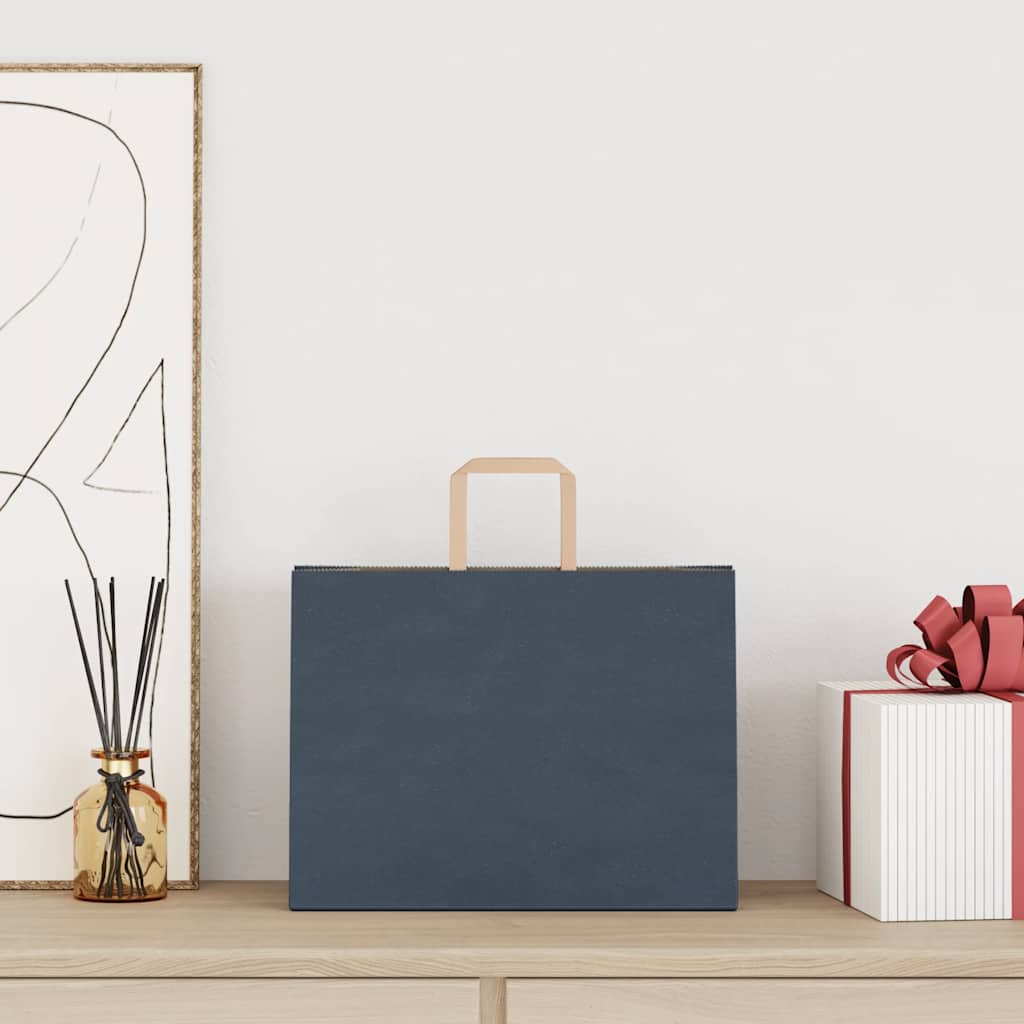 HKH Sacos de Papel 250 Unidades com Alças - Azul - 32x17x25 cm