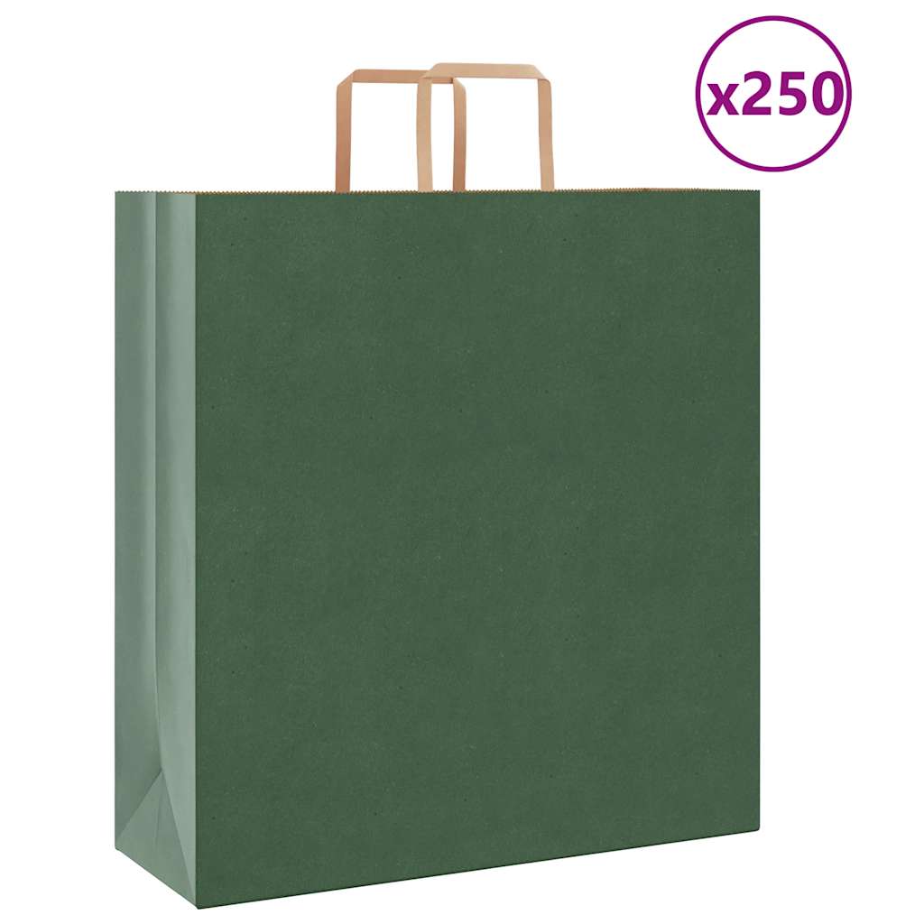 HKH Sacos de Papel 250 Unidades com Alças - Verde - 45x17x48 cm