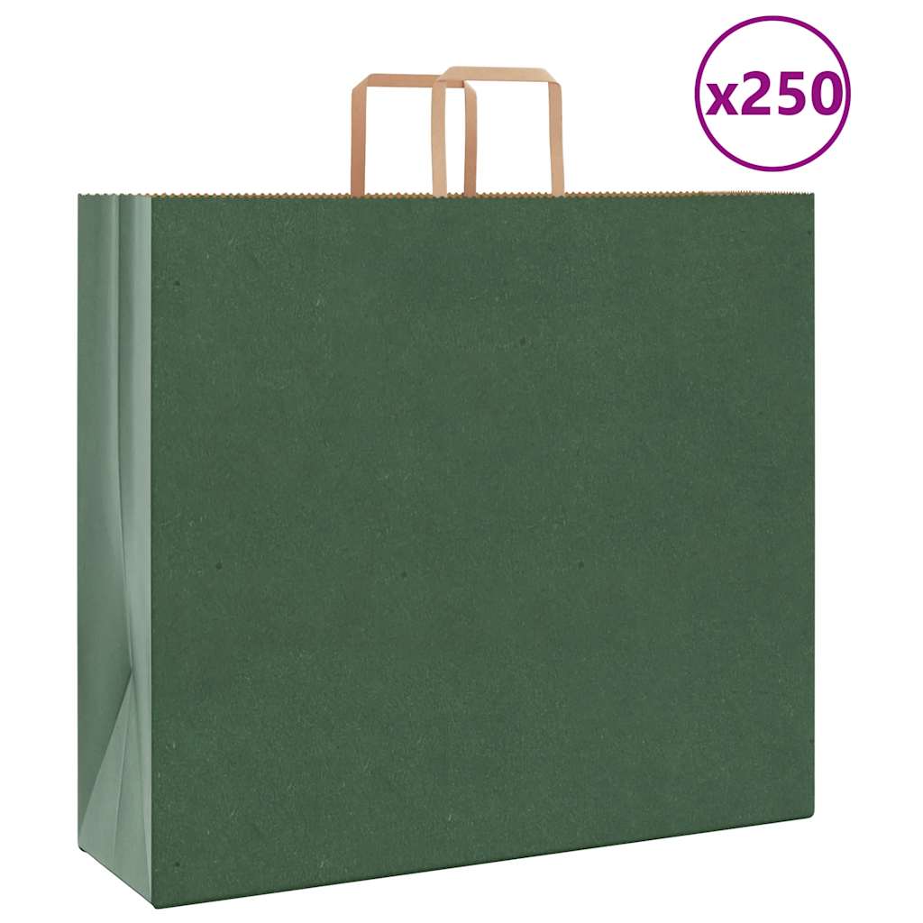 HKH Sacos de Papel 250 Unidades com Alças - Verde - 54x15x49 cm