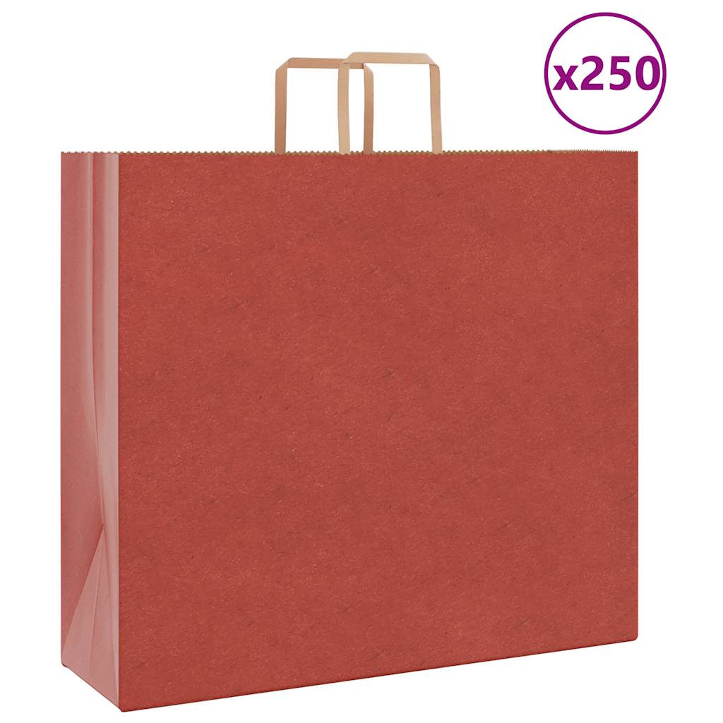 HKH Sacos de Papel 250 Unidades com Alças - Vermelho - 54x15x49 cm