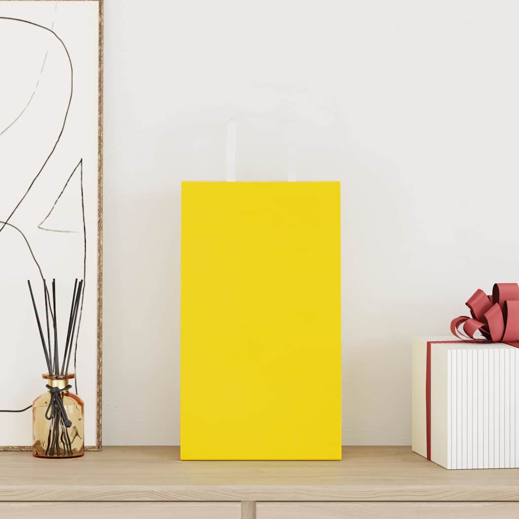 HKH Sacos de Papel 50 Unidades com Alças - Amarelo - 21x11x36 cm