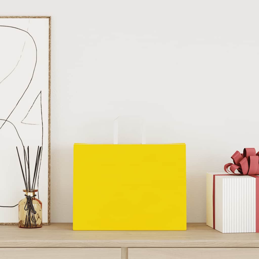 HKH Sacos de Papel 50 Unidades com Alças - Amarelo - 32x17x25 cm