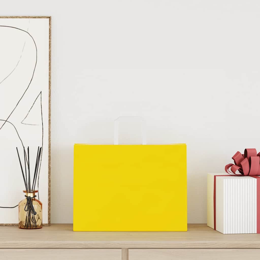 HKH Sacos de Papel 250 Unidades com Alças - Amarelo - 32x17x25 cm