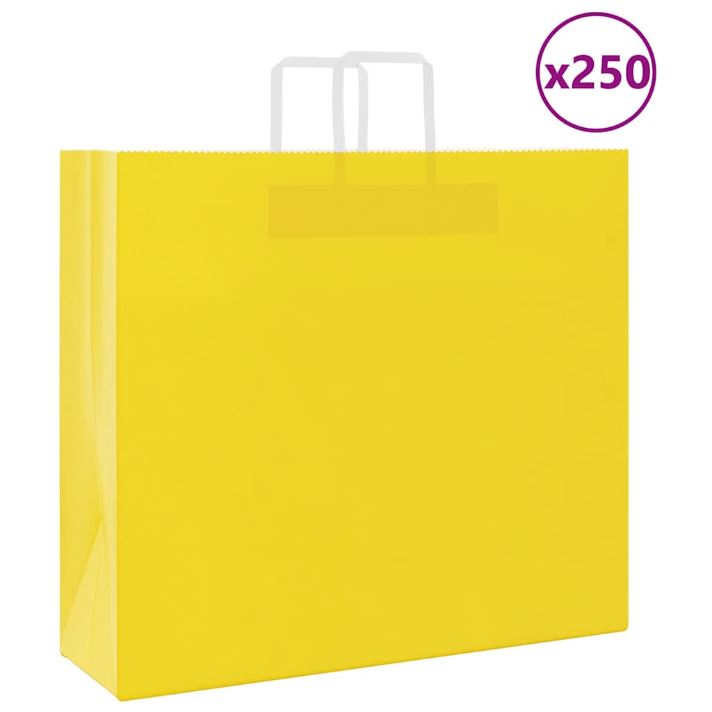 HKH Sacos de Papel 250 Unidades com Alças - Amarelo - 54x15x49 cm