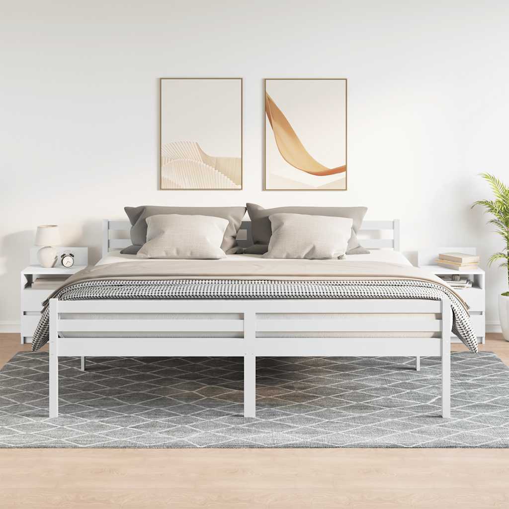 HKH Conjunto de 2 Mesas de Cabeceira com 2 Gavetas - Branco