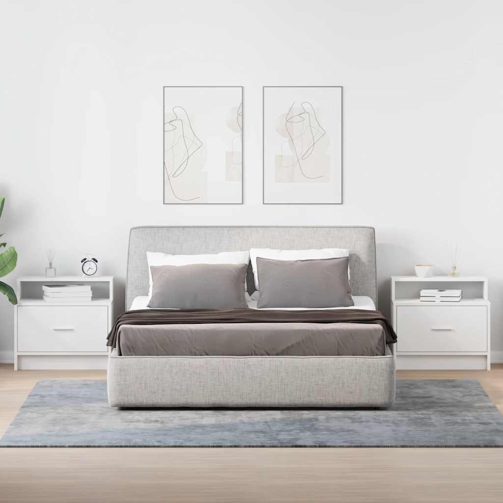 HKH Conjunto de 2 Mesas de Cabeceira com Gaveta - Branco