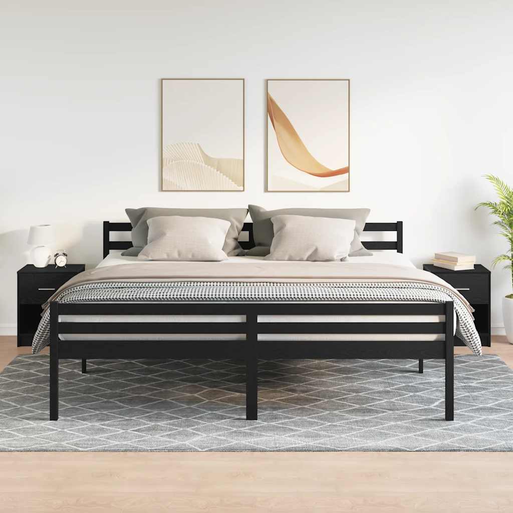 HKH Conjunto de 2 Mesas de Cabeceira com Gaveta - Preto