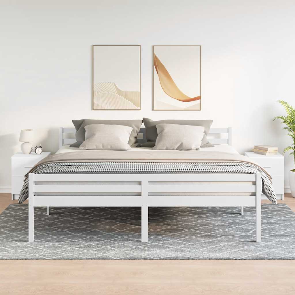 HKH Conjunto de 2 Mesas de Cabeceira com 2 Gavetas - Branco