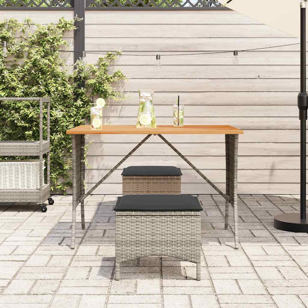 HKH Mesa de Jardim com Tampo em Acácia 105x75x72 Cm Vime Pe Cinza - Cinzento