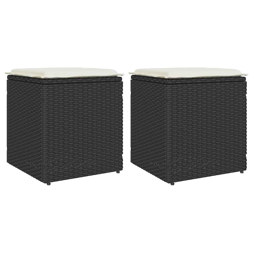 HKH Bancos de Jardim com Almofadas 2 Unid 40x40x43 Cm Vime Pe - Preto