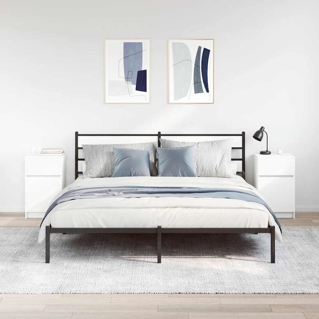 HKH Conjunto de 2 Mesas de Cabeceira em Derivados de Madeira - Branco