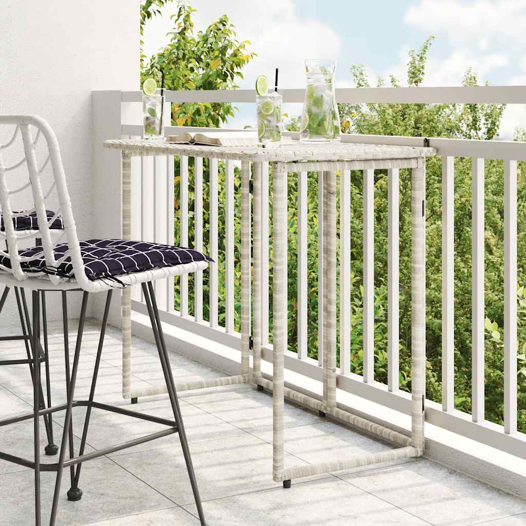 HKH Mesa de Jardim Dobrável 90x51x75 Cm Vime Pe -claro - Cinzento
