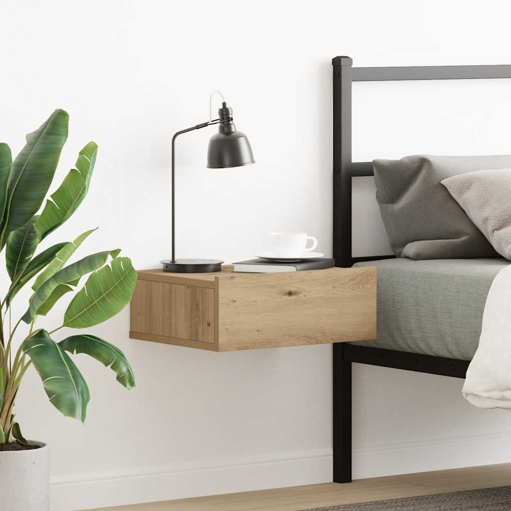 HKH Mesa de Cabeceira Flutuante em Artesanal em Carvalho