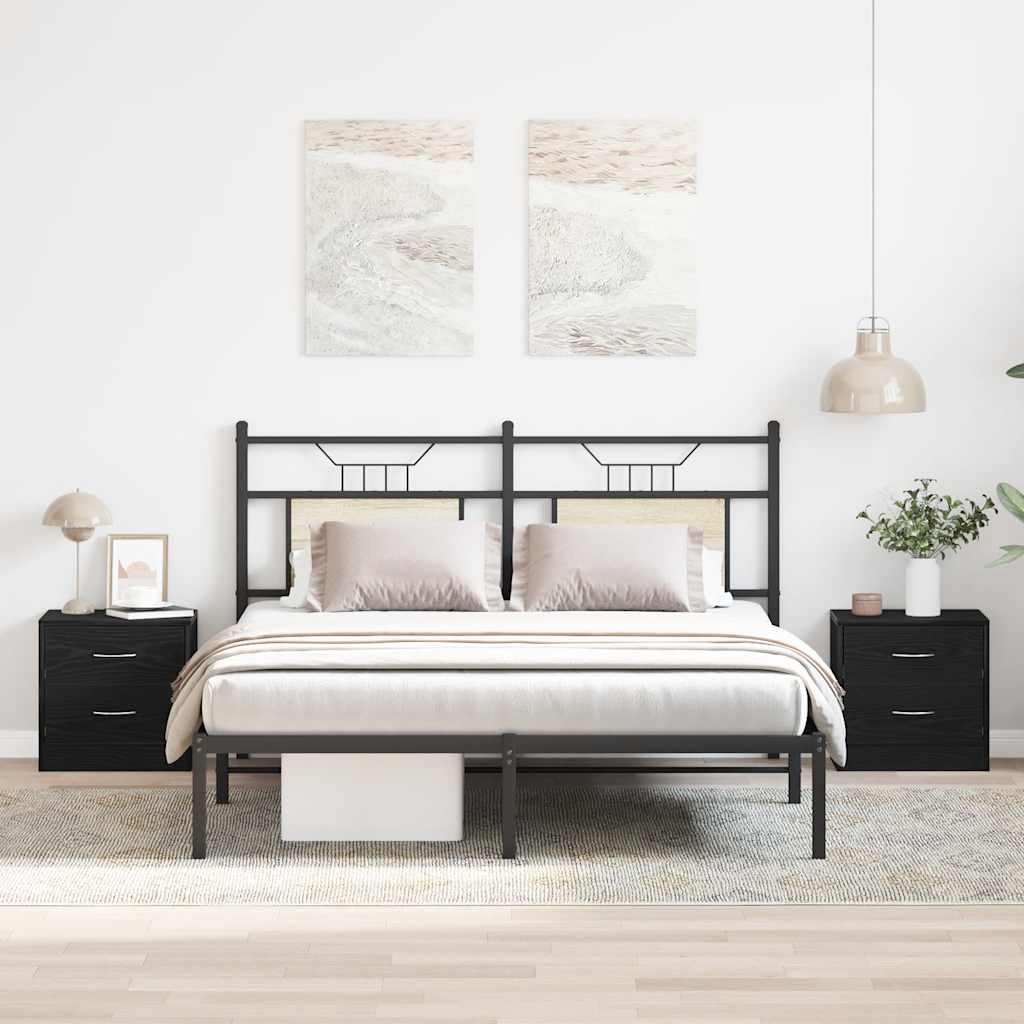 HKH Conjunto de 2 Mesas de Cabeceira - Carvalho Preto