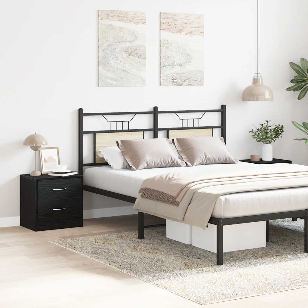 HKH Conjunto de 2 Mesas de Cabeceira - Carvalho Preto