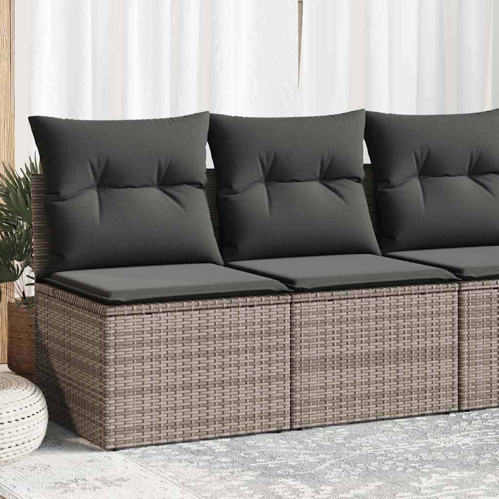 HKH 2 Pcs Conjunto Sofás Jardim Almofadões Vime Pe/acácia - Cinzento