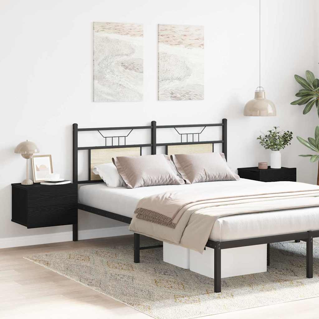 HKH Conjunto de 2 Mesas de Cabeceira - Carvalho Preto