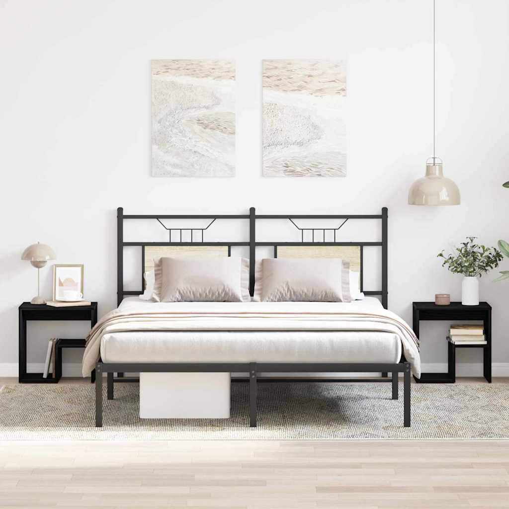 HKH Conjunto de 2 Mesas de Cabeceira - Carvalho Preto