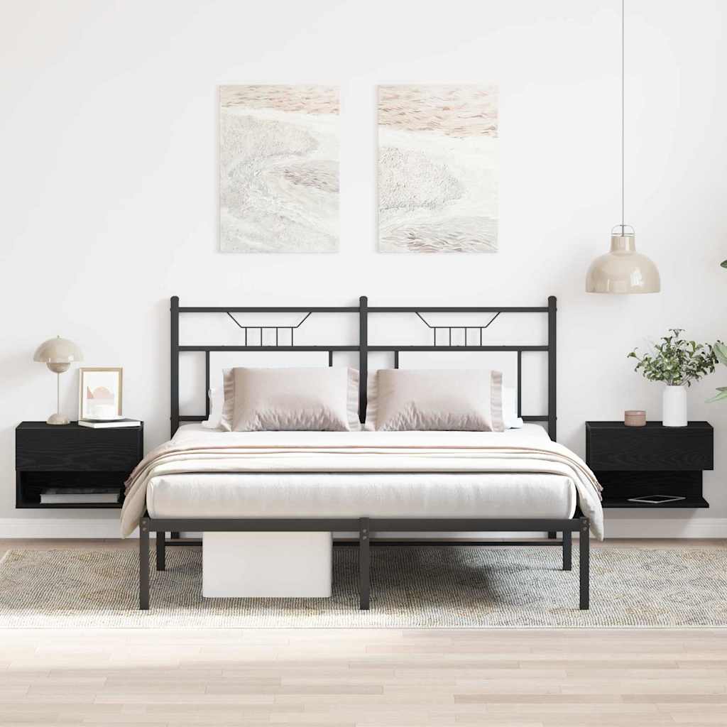 HKH Conjunto de 2 Mesas de Cabeceira - Carvalho Preto