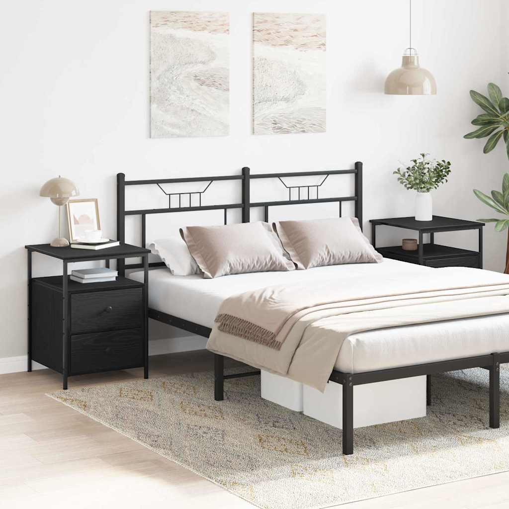 HKH Conjunto de 2 Mesas de Cabeceira - Carvalho Preto