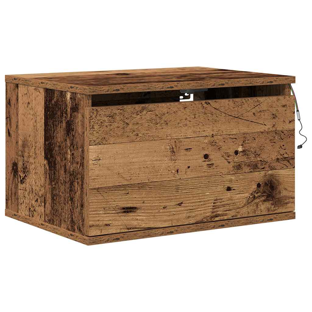 HKH Mesa de Cabeceira de Parede com Gaveta em Madeira Antiga