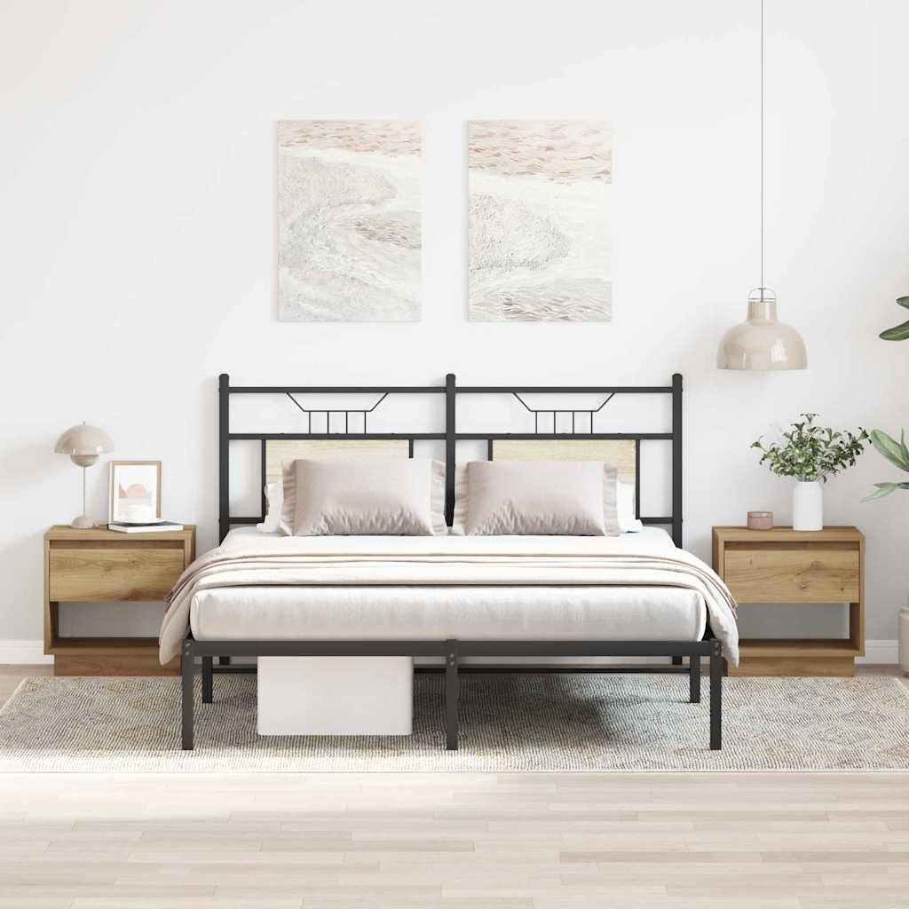 HKH Conjunto de 2 Mesas de Cabeceiras com Gaveta Artisiano em Carvalho