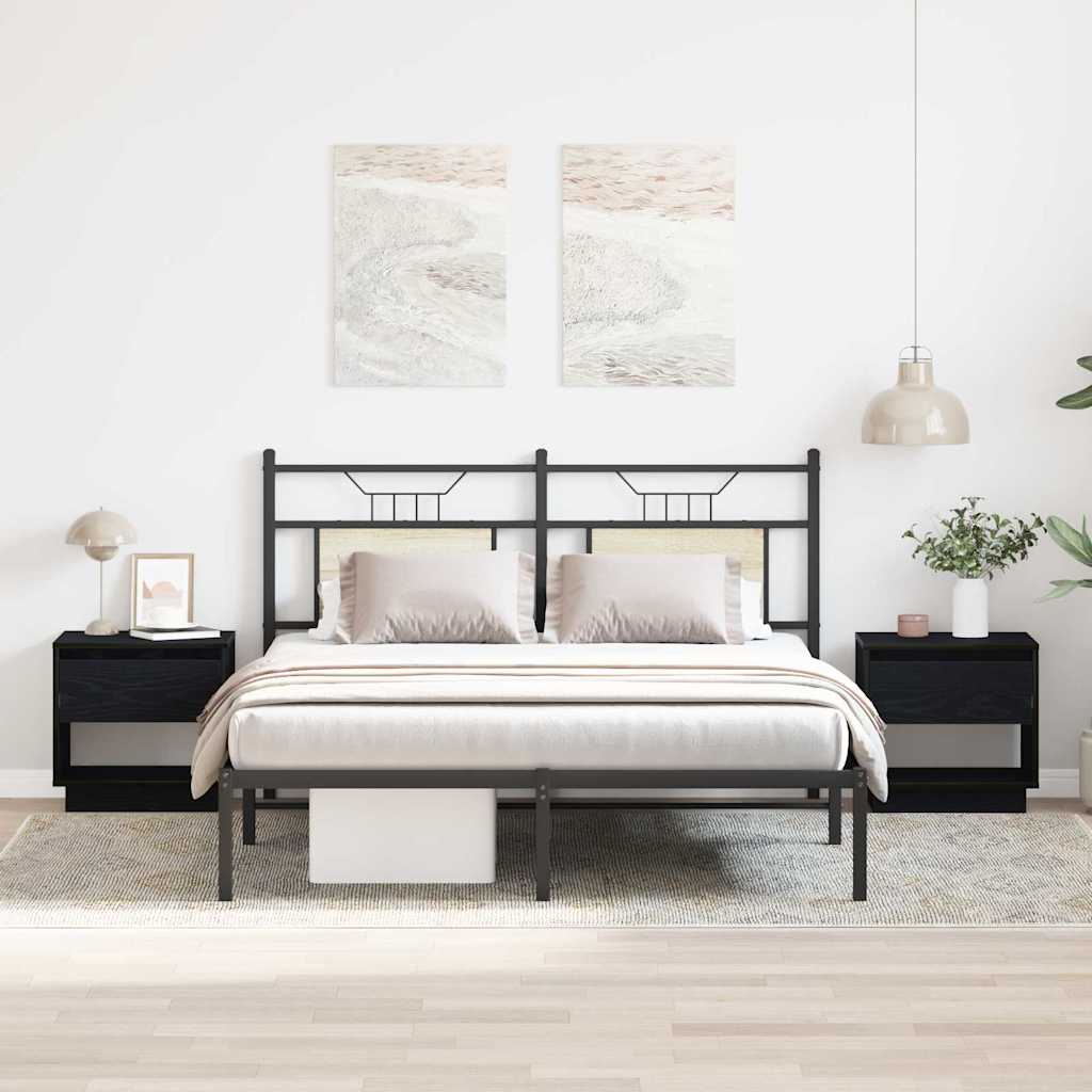 HKH Conjunto de 2 Mesas de Cabeceiras com Gaveta - Carvalho Preto