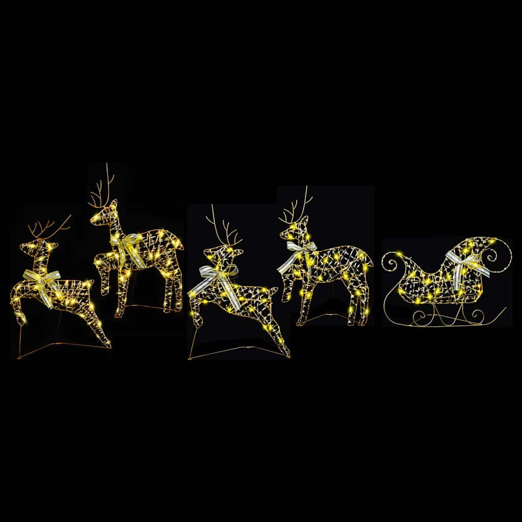 HKH Conjunto de 5 Renas 40 LED's em PET - Ouro