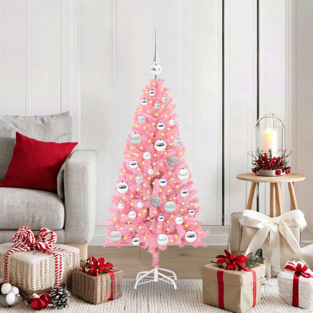 HKH Árvore de Natal com 150 Leds com Suporte Rosa em PVC