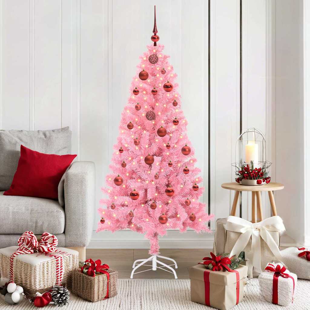 HKH Árvore de Natal com 150 Leds com Suporte Rosa em PVC