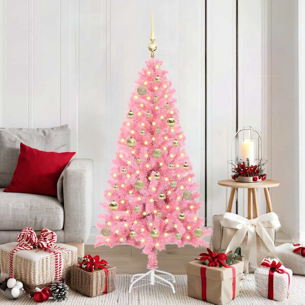 HKH Árvore de Natal com 150 Leds com Suporte Rosa em PVC