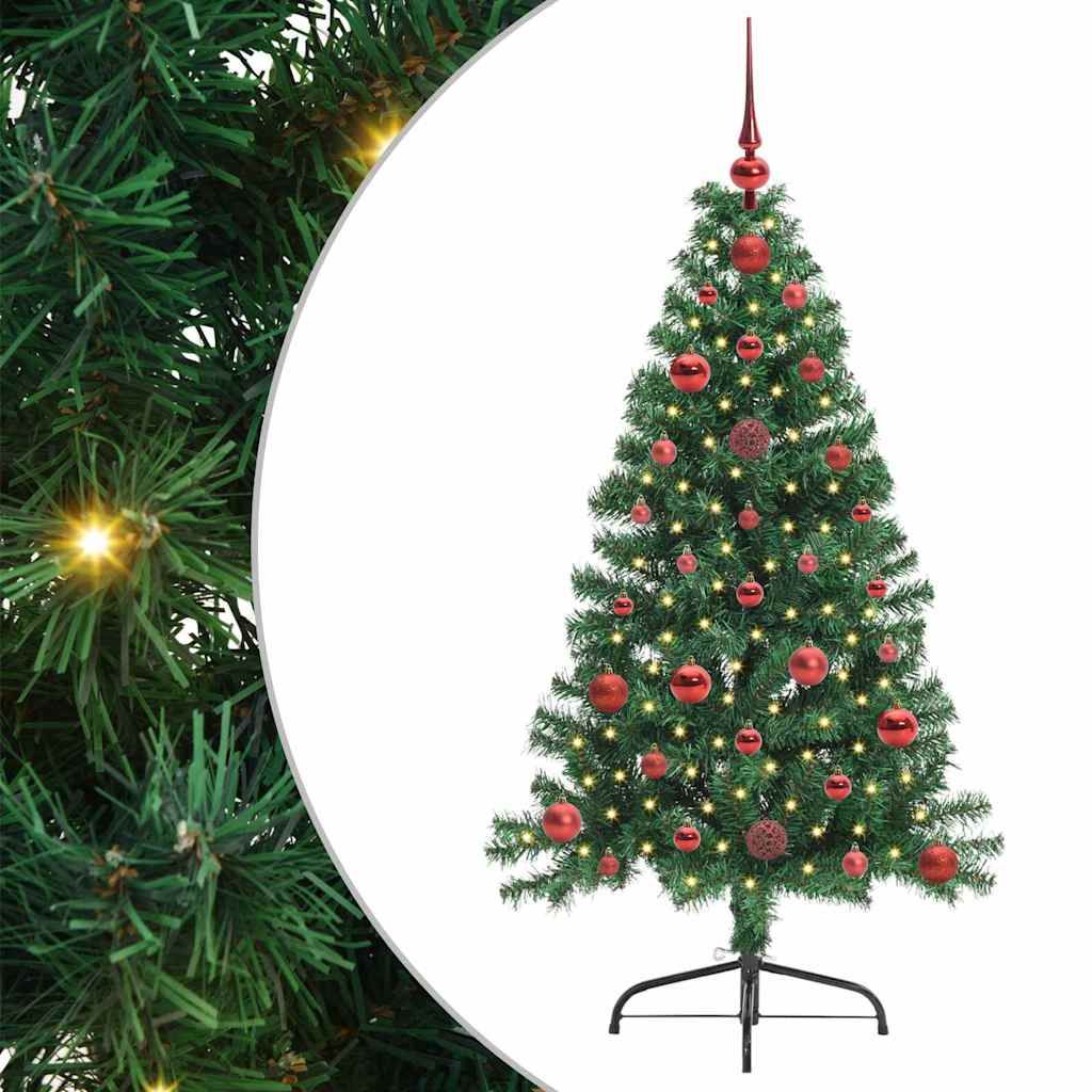 HKH Árvore de Natal Artificial Pré-Iluminada Verde em PVC