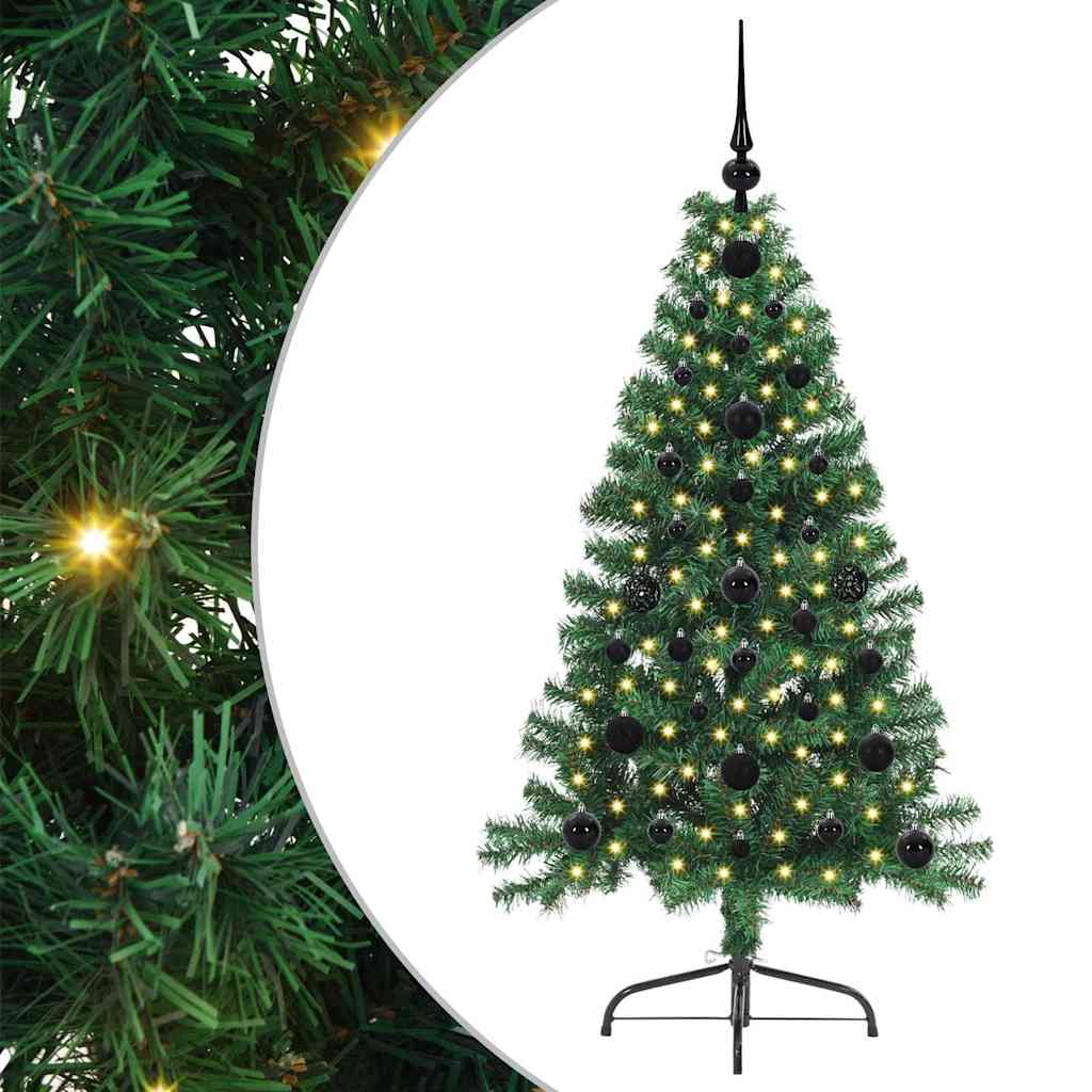 HKH Árvore de Natal Artificial Pré-Iluminada Verde em PVC