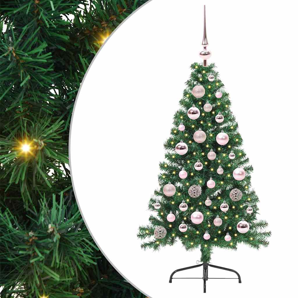 HKH Árvore de Natal Artificial Pré-Iluminada Verde em PVC