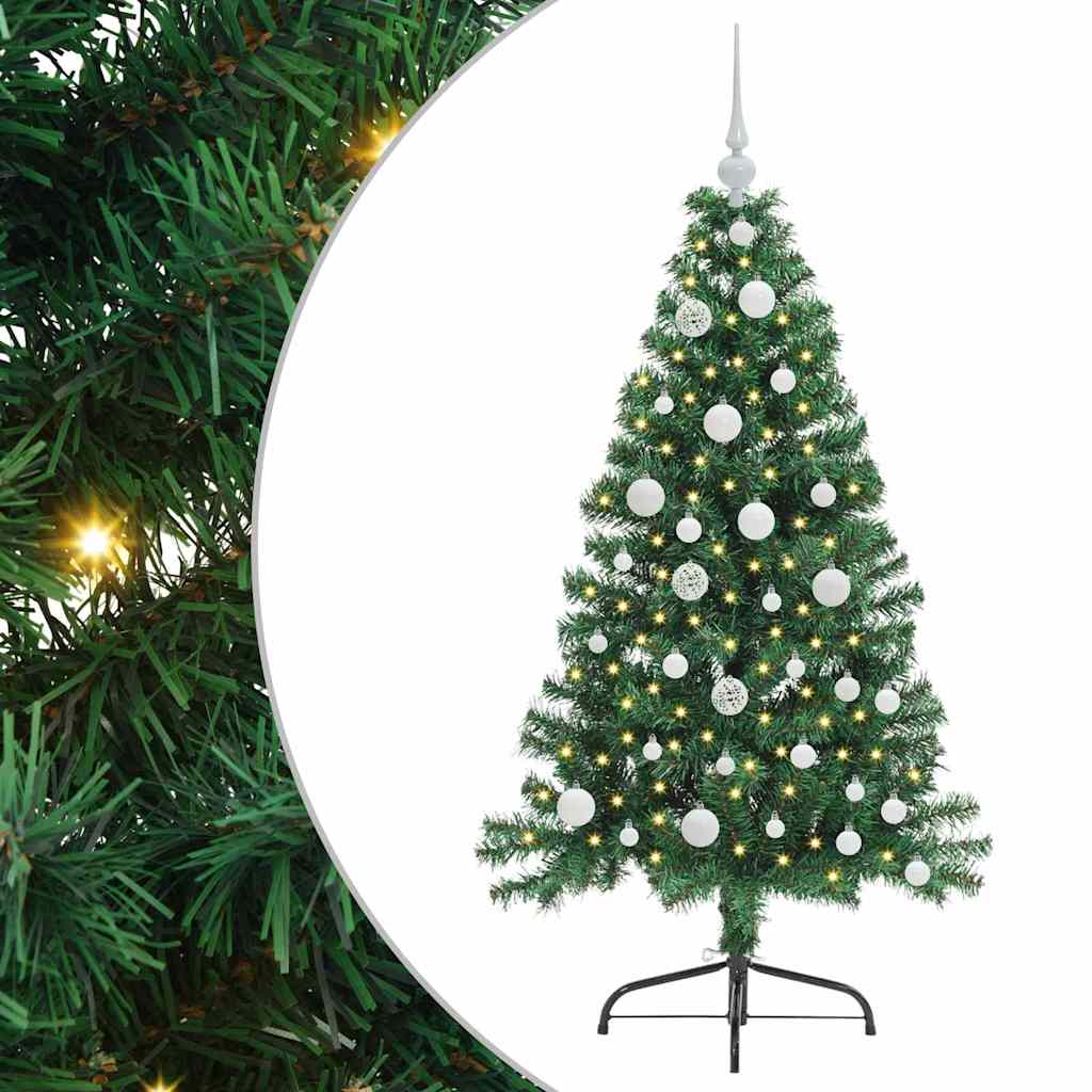 HKH Árvore de Natal Artificial Pré-Iluminada Verde em PVC