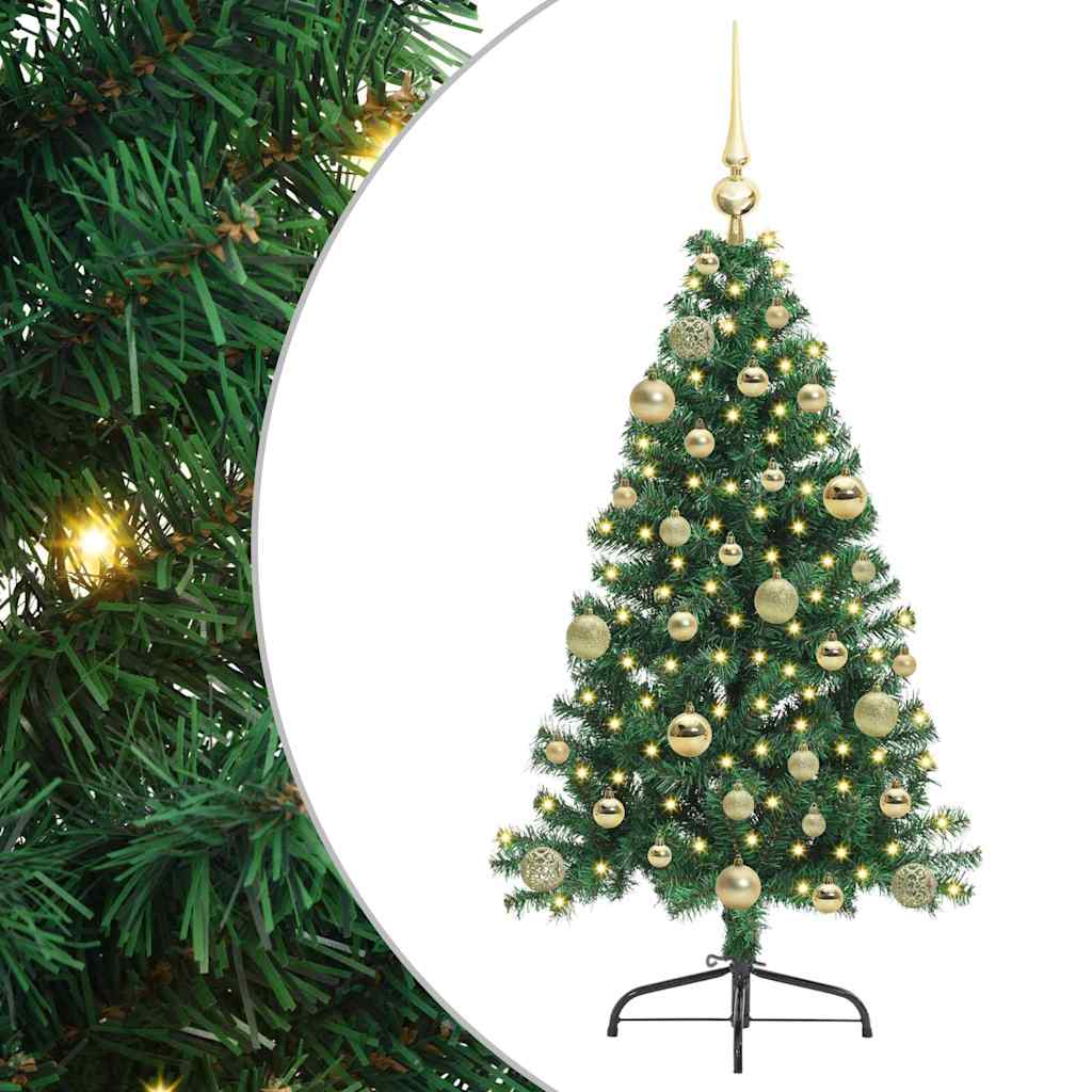 HKH Árvore de Natal Artificial Pré-Iluminada Verde em PVC
