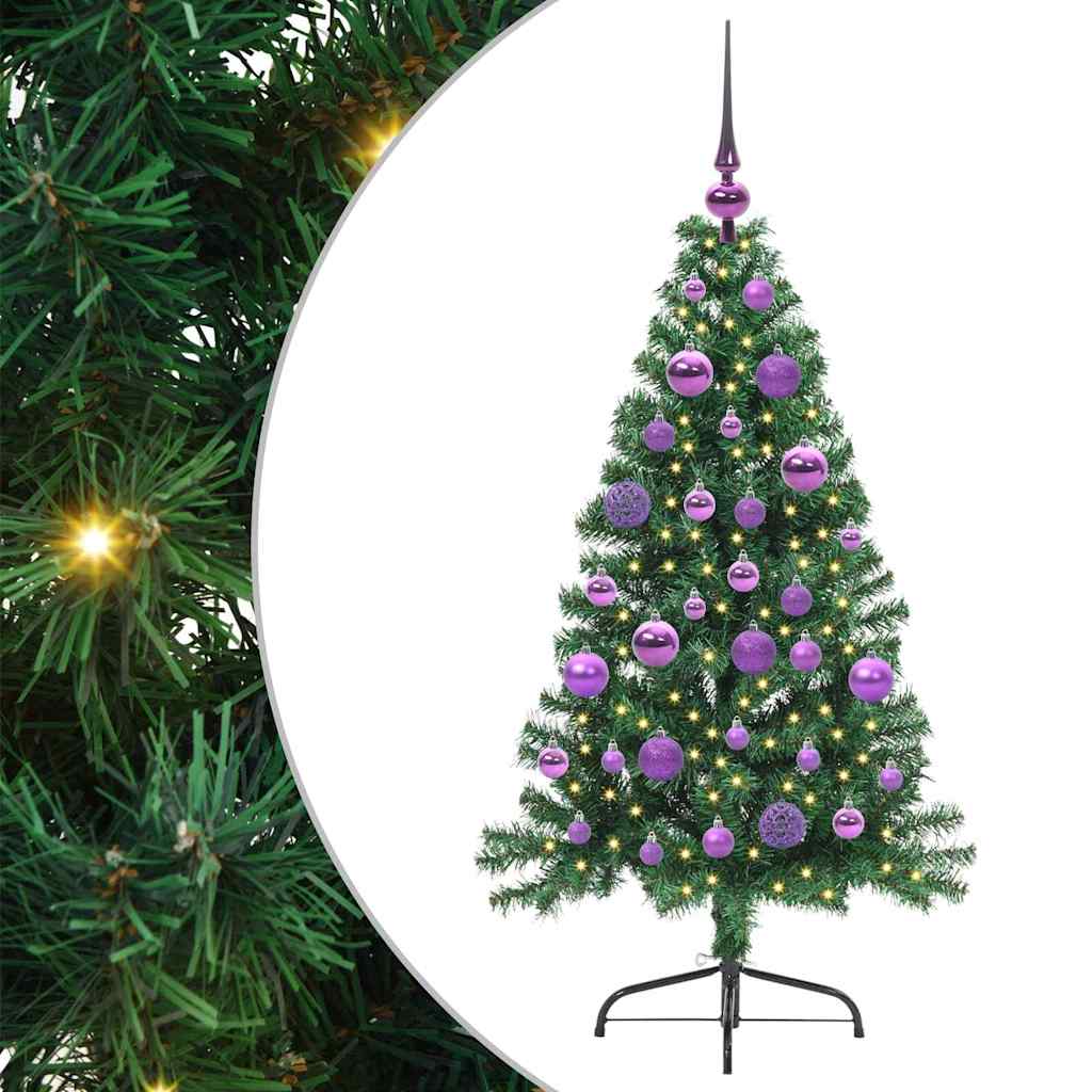 HKH Árvore de Natal Artificial Pré-Iluminada Verde em PVC