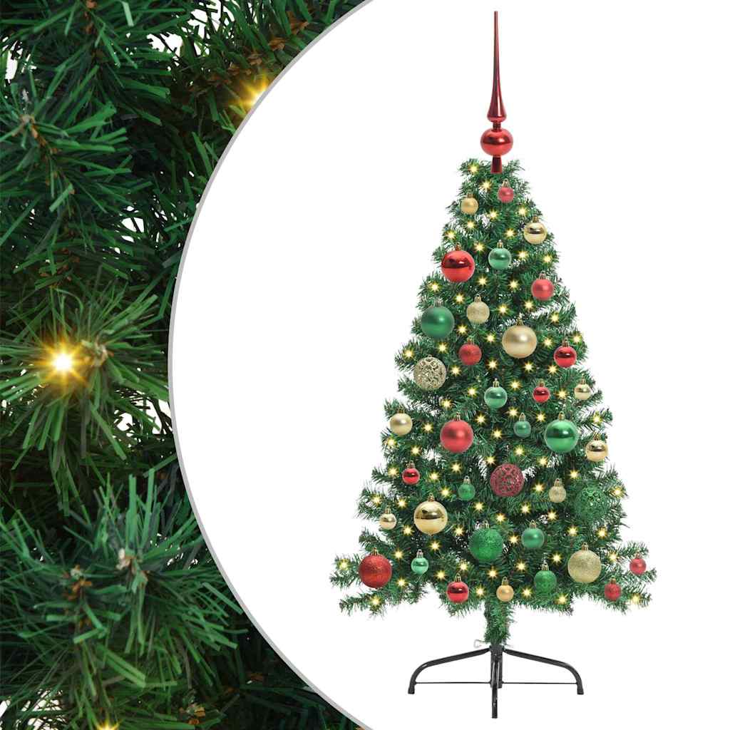 HKH Árvore de Natal Artificial Pré-Iluminada Verde em PVC