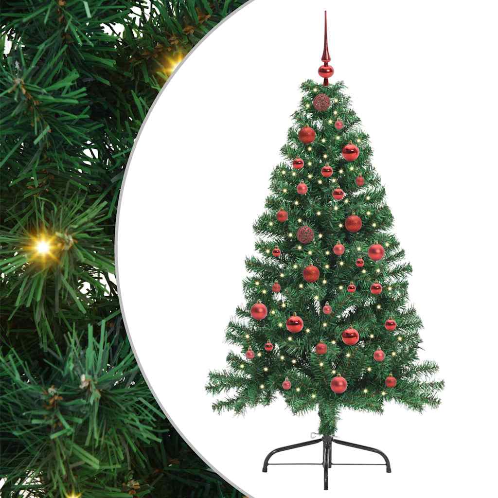 HKH Árvore de Natal Artificial Pré-Iluminada Verde em PVC