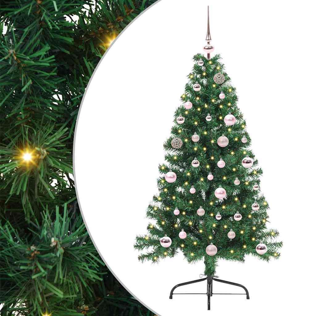 HKH Árvore de Natal Artificial Pré-Iluminada Verde em PVC