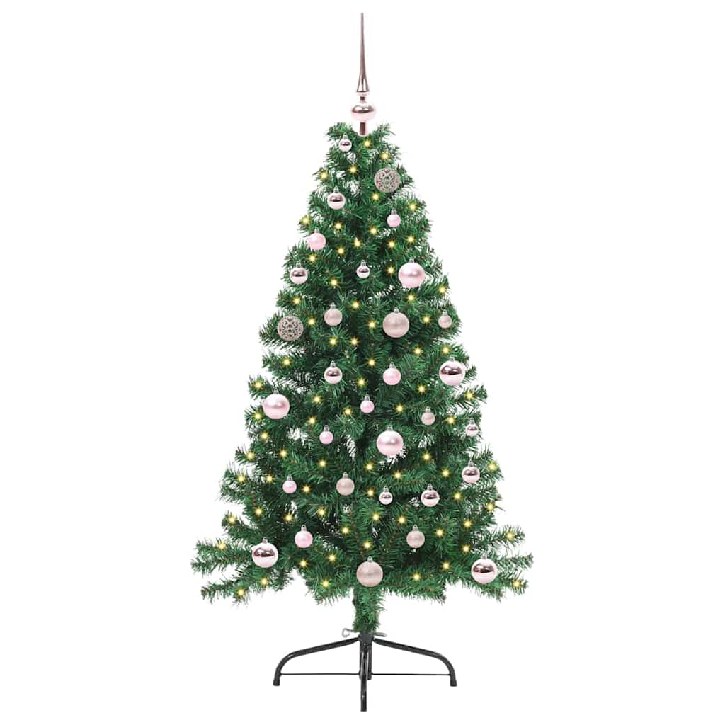 HKH Árvore de Natal Artificial Pré-Iluminada Verde em PVC