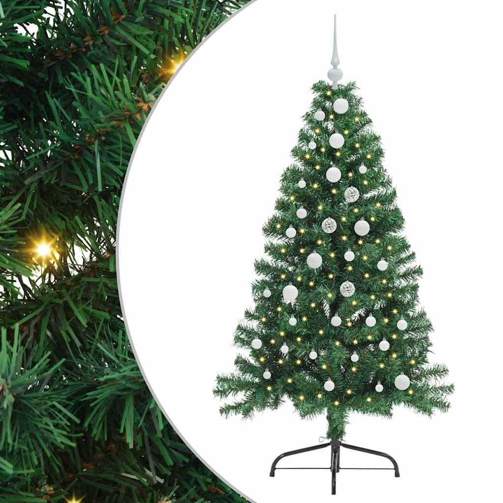 HKH Árvore de Natal Artificial Pré-Iluminada Verde em PVC
