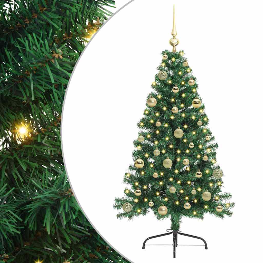 HKH Árvore de Natal Artificial Pré-Iluminada Verde em PVC