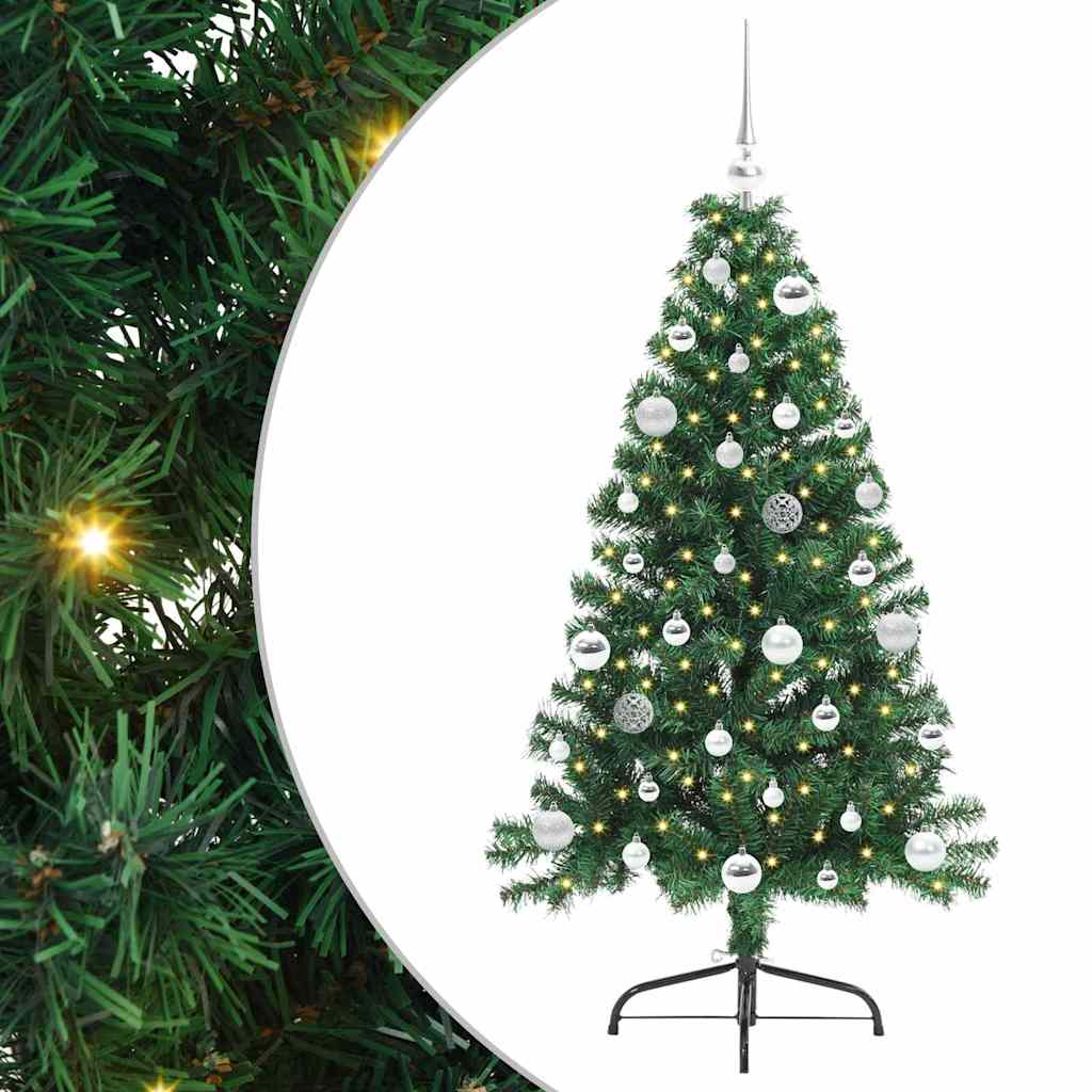 HKH Árvore de Natal Artificial Pré-Iluminada Verde em PVC