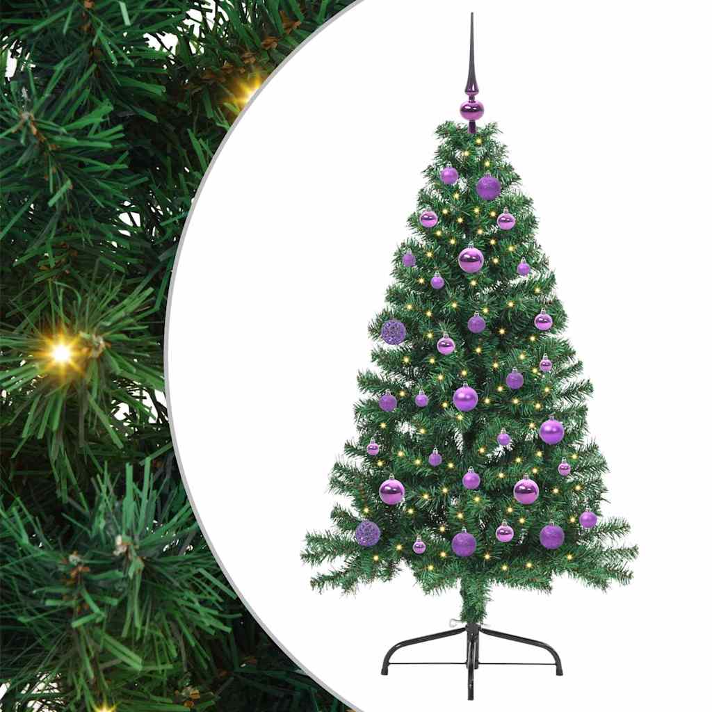 HKH Árvore de Natal Artificial Pré-Iluminada Verde em PVC