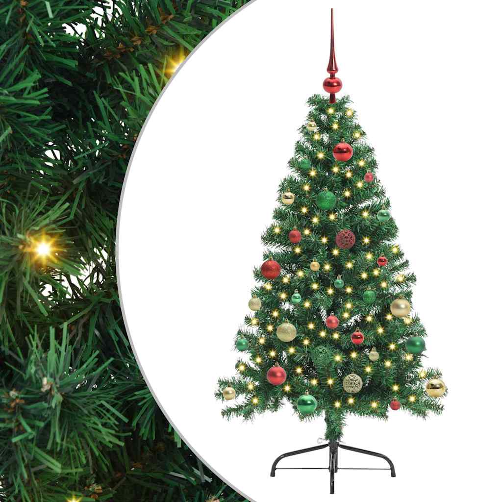 HKH Árvore de Natal Artificial Pré-Iluminada Verde em PVC