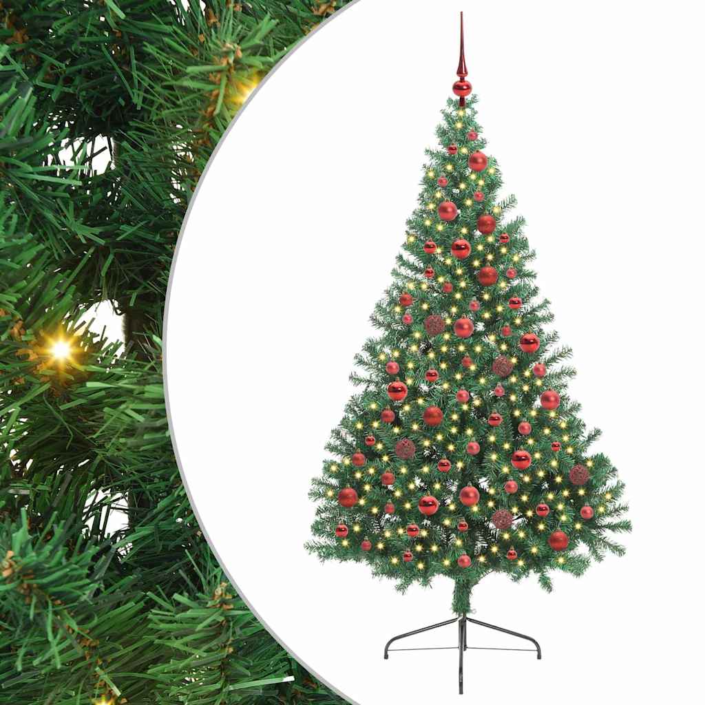 HKH Árvore de Natal Artificial Pré-Iluminada Verde em PVC