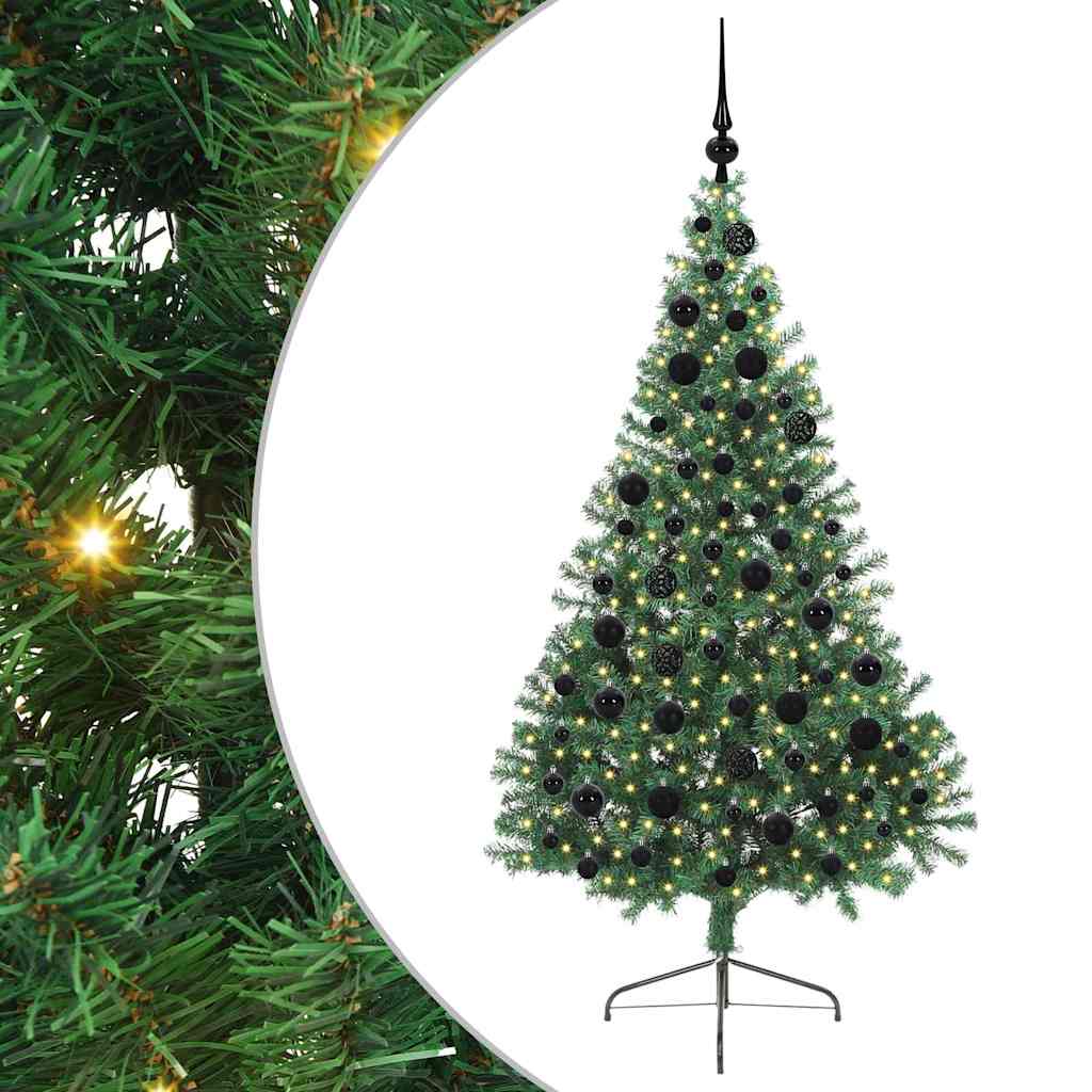 HKH Árvore de Natal Artificial Pré-Iluminada Verde em PVC